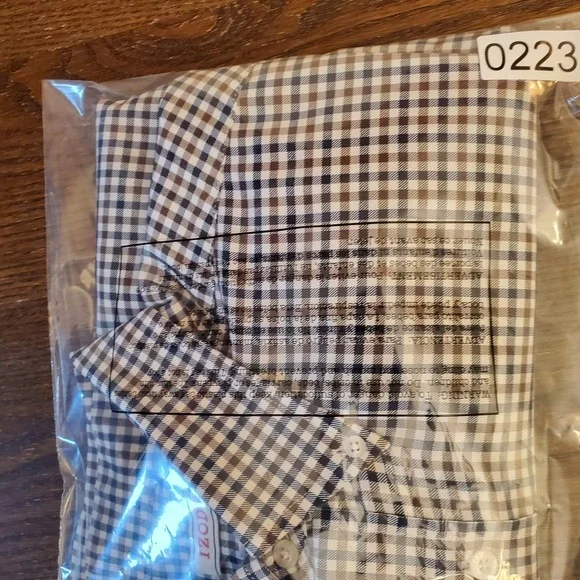 IZOD Short Sleeve Button Down Shirt L Club Check Design Coastal Classic w/Pocket - Picture 12 of 13